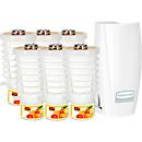 Geurdispenser Rubbermaid TCell 1.0, incl. 6x navulfles, geur Citrus Mix, voor maximaal 90 dagen, B 73 x D 74 x H 150 mm, wit