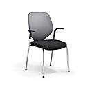 GIROFLEX 353 Chaise à quatre pieds, dossier en maille, acier tubulaire de précision empilable, avec accoudoirs, gris/noir