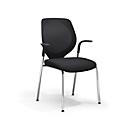 GIROFLEX 353 Chaise à quatre pieds, dossier en maille, acier tubulaire de précision empilable, avec accoudoirs, noir/noir