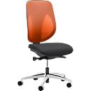 Giroflex Bürostuhl 353, ohne Armlehnen, Auto-Synchronmechanik, Muldensitz, 3D-Netz-Rückenlehne, orange/schwarz/alusilber