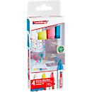 Glasmarker edding 95, voor glazen oppervlakken &amp; whiteboards, lijndikte 1,5-3 mm, ronde punt, set van 4, wit, geel, roze en lichtblauw