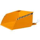 Godet pour chariot élévateur Bauer BSI 100, déverrouillage par câble, L 1810 × l 1330 × H 810 mm, 1 m³, jusqu'à 1500 kg, acier peint, jaune-orange