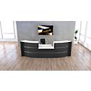 Grand comptoir de réception arqué Faro, avec module bas, passage de câbles, L 3240 x P 1230 x 1120 mm, anthracite/anthracite