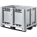 Grand conteneur, avec 3 sabots, L 1200 x l. 800 x 760 mm, construction fermée, 470 litres