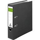 Green bar folder, A4, spine width 80 mm, quality mechanism, grip hole &amp; glued spine label, hard cardboard, black marbled, 40 pieces