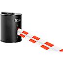 Gurtband RS-GUIDESYSTEMS GLW1800, Wandmontage, inkl. Reflexionsstreifen, Gurtband L 18000 x B 50 mm, Gehäuse ⌀ 200 x H 210 mm, rot/weiß