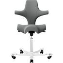 HÅG Capisco 8106 bureaustoel, in hoogte en diepte verstelbaar, aluminium onderstel, harde wielen, schuim, donkergrijs/wit