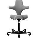 HÅG Capisco 8106 siège de bureau, réglable en hauteur et en profondeur, piétement aluminium, roulettes en dur, mousse, gris clair/noir