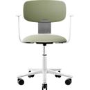 HÅG Tion 2140 Bürostuhl, HÅG inBalance®, höhenverstellbar 408 - 542 mm, neigbar, gepolsterter Sitz, Universalrollen, graugrün/weiss, mit Armlehnen