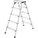 Hailo Alu-Sicherheits-Doppelstufenleiter D60 StandardLine, 2 x 5 Stufen, Rutschschutz, Soft-Grip-Sohle, bis 150 kg, EN 131, aluminium