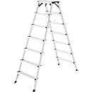 Hailo Alu-Sicherheits-Doppelstufenleiter D60 StandardLine, 2 x 7 Stufen, Rutschschutz, Soft-Grip-Sohle, bis 150 kg, EN 131, aluminium