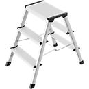 Hailo D60 StandardLine trap, 2 x 3 treden, tot 150 kg, opvouwbaar, antislipvoeten, aluminium &amp; kunststof, B 440 mm
