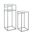 HAKU Set de 2 tables d'appoint carrées, L 260/300 x P 260/300 x H 630/850 mm, tube d'acier/métal revêtu par poudre, gris