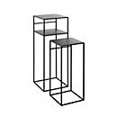HAKU Set de 2 tables d'appoint carrées, L 260/300 x P 260/300 x H 630/850 mm, tube d'acier/métal revêtu par poudre, noir