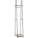 HAKU vrijstaande kapstok, totaal draagvermogen 15 kg, 2 legplanken, B 380 x D 400 x H 1660 mm, staal/hout, decor zwart/donker eiken