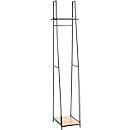 HAKU vrijstaande kapstok, totaal draagvermogen 15 kg, 2 legplanken, B 380 x D 400 x H 1660 mm, staal/hout, decor zwart/licht eiken