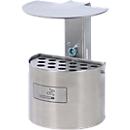 Half round ashtray with roof, stainless steel matt