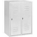 Halfhoge kledinglocker, 2 compartimenten, 300 mm, draaigrendelslot, lichtgrijs/lichtgrijs