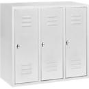 Halfhoge kledinglocker, 3 compartimenten, 300 mm, draaigrendelslot, lichtgrijs/lichtgrijs