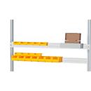 Halteschiene Serie E, B 1500 x T 25 x H 80 mm, Schiene mit Einhängekante, für Sichtlagerkästen, Pulverbeschichtung, Belastbarkeit max. 30 kg, lichtgrau