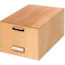 HAN Boîte en bois pour fiches avec couvercle et porte étiquette