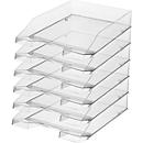 HAN Classic filing basket, for A4/C4 format, with labeling field, stackable, W 255 x D 348 x H 65 mm, plastic, crystal clear, 6 pieces