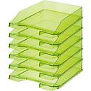 HAN Classic filing basket, for A4/C4 format, with labeling field, stackable, W 255 x D 348 x H 65 mm, plastic, green/transparent, 6 pieces