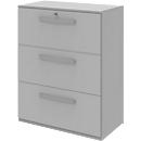 Hanging filing cabinet BARI, 3 pull-outs, central locking, W 819 x D 430 x H 1117 mm, light gray
