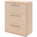 Hanging filing cabinet BARI, 3 pull-outs, central locking, W 819 x D 430 x H 1117 mm, maple decor