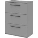 Hanging filing cabinet BARI, 3 pull-outs, central locking, W 819 x D 430 x H 1117 mm, medium gray/medium gray