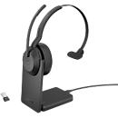 Headset Jabra Evolve2 55 link380a Mono, mit Ladestation, Reichweite bis 30 m, bis 10 h, MS-Teams optimiert, schwarz