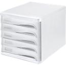 helit drawers, 5 drawers, DIN A4, polypropylene, white housing/drawers grey