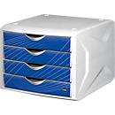 Helit ladeblok Cameleon, met 4 laden, blauw