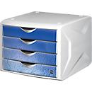 Helit ladeblok Cameleon, met 4 laden, blauw/waterdruppels