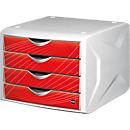 Helit ladeblok Cameleon, met 4 laden, rood