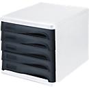 helit ladebox, 5 laden, A4, polypropeen, behuizing wit/schuiflade zwart