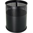 HELIT Papierkorb the dot H2515795, 15 l, Ø 25,7 x H 32,1 cm, rund, Metall schwarz, Lochdekor, matt
