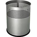 HELIT prullenmand the dot H2515787, 15 l rond, metaal aluminium grijs, Ø 25,7 x H 32,1 cm, mat met geperforeerd decor