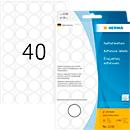 HERMA adhesive dots 2250, Ø 19 mm, self-adhesive, permanent, can be written on by hand, 1280 pieces on 32 sheets, FSC® paper, white