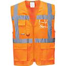 High visibility vest Portwest C376, EN ISO 20471 class 2, breathable, reflective stripes, front zipper, size M, mesh fabric, orange
