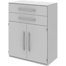 Highboard BARI, 3 HC, 2 tiroirs, 2 portes, 1 étagère, l. 819 x P 430 x H 1117 mm, gris clair