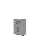 Highboard BARI, 3 HC, 2 tiroirs, 2 portes, 1 étagère, l. 819 x P 430 x H 1117 mm, gris moyen/gris moyen