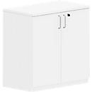 Hinged door cabinet BEXXSTAR, 2 file heights, wooden doors, H 825 mm, white
