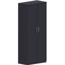 Hinged door cabinet BEXXSTAR, 5 file heights, wooden doors, H 1895 mm, black