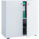 Hinged door cupboard, wood, 2 AA, knobs, height-adjustable shelf, W 700 x D 400 x H 740 mm, white