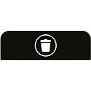 Hinweistafel für konfigurierbare Recyclingstation von Rubbermaid, für 87 Liter Behältereinheit, B 489 x H 203 x T 20 mm, Restmüll, schwarz