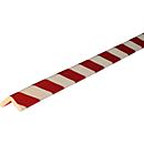Hoekbeschermprofiel type H, 1 m/stuk, wit/rood