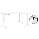 Hoekbureau AERO FLEX - elektrisch in hoogte verstelbaar - hoek 90° - B 2000 x D 1600 mm - met memoryplaat + kabelgoot - C-voet wit - wit- Schäfer Shop Genius
