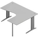 Hoekbureautafel ARLON-OFFICE, B 1600 x D 1200 x H 730 mm, lichtgrijs
