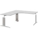 Hoekbureautafel BARI, 90°, hoek links, C-poot, B 1800 x D 1800 mm, lichtgrijs